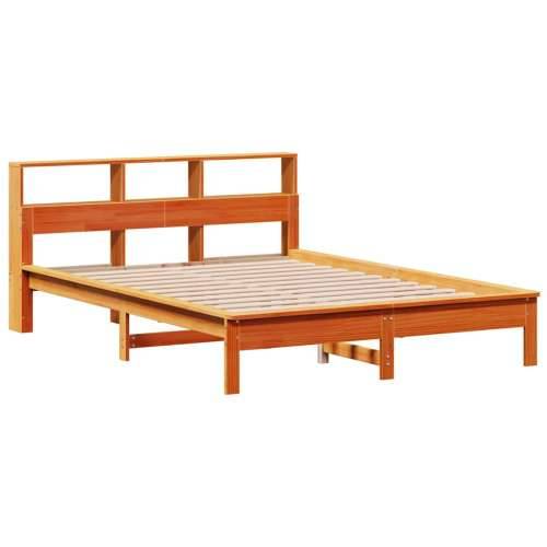 Krevet s regalom za knjige bez madraca 140 x 190 cm od borovine - Voštano smeđa 140 x 190 cm Cijena