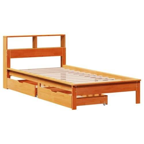 Krevet s regalom za knjige bez madraca 75 x 190 cm od borovine - Voštano smeđa 75 x 190 cm Cijena