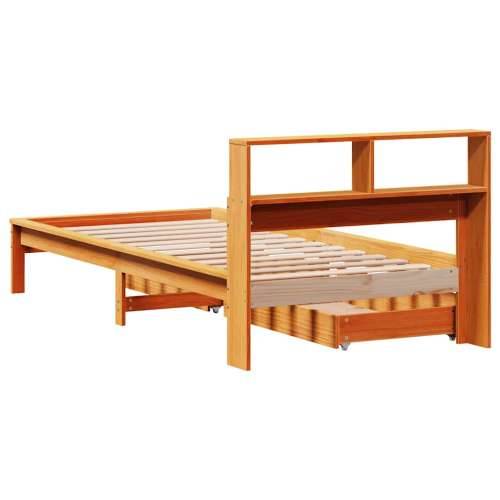 Krevet s regalom za knjige bez madraca 75 x 190 cm od borovine - Voštano smeđa 75 x 190 cm Cijena