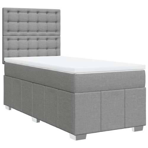 Box spring krevet s madracem svjetlosivi 90x190 cm od tkanine - Svjetlosiva 90 x 190 cm gumbi Cijena