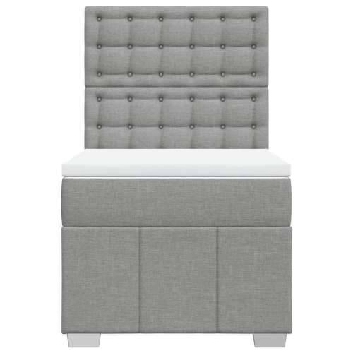 Box spring krevet s madracem svjetlosivi 90x190 cm od tkanine - Svjetlosiva 90 x 190 cm gumbi Cijena