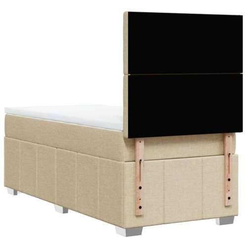 Krevet s oprugama i madracem krem 90 x 190 cm od tkanine - Krema 90 x 190 cm gumbi Cijena