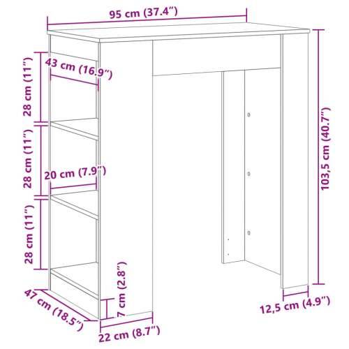 Barski stol s držačima boja hrasta 95x47x103,5 cm drveni - sonoma hrast 1 Cijena