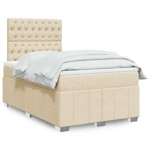 Krevet box spring s madracem krem 120 x 190 cm od tkanine - Krema 120 x 190 cm Dizajn s gumbima Cijena