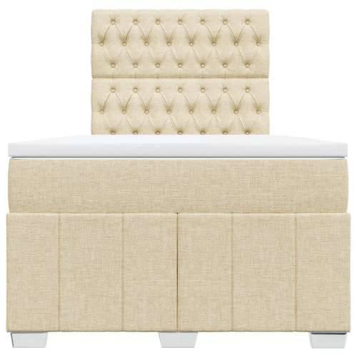 Krevet box spring s madracem krem 120 x 190 cm od tkanine - Krema 120 x 190 cm Dizajn s gumbima Cijena