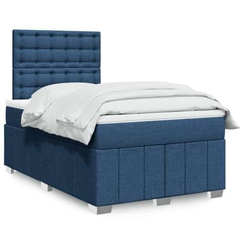 Krevet s oprugama i madracem plavi 120 x 190 cm od tkanine - Plava 120 x 190 cm gumbi Cijena