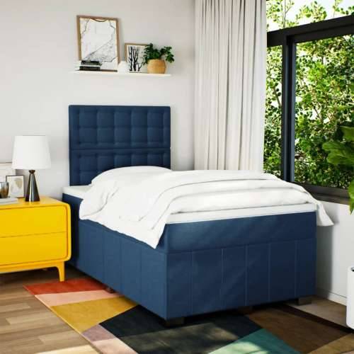 Krevet s oprugama i madracem plavi 120 x 190 cm od tkanine - Plava 120 x 190 cm gumbi Cijena