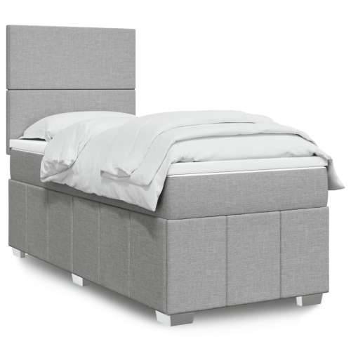 Box spring krevet s madracem svjetlosivi 90x190 cm od tkanine - Svjetlosiva 90 x 190 cm Gladak dizajn Cijena
