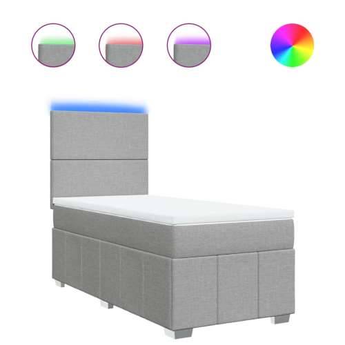 Box spring krevet s madracem svjetlosivi 90x190 cm od tkanine - Svjetlosiva 90 x 190 cm Gladak dizajn Cijena