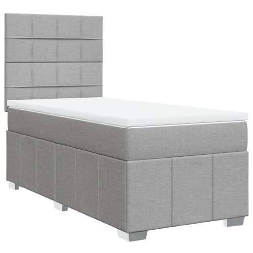 Box spring krevet s madracem svjetlosivi 90x190 cm od tkanine - Svjetlosiva 90 x 190 cm Blok s kvadratima Cijena