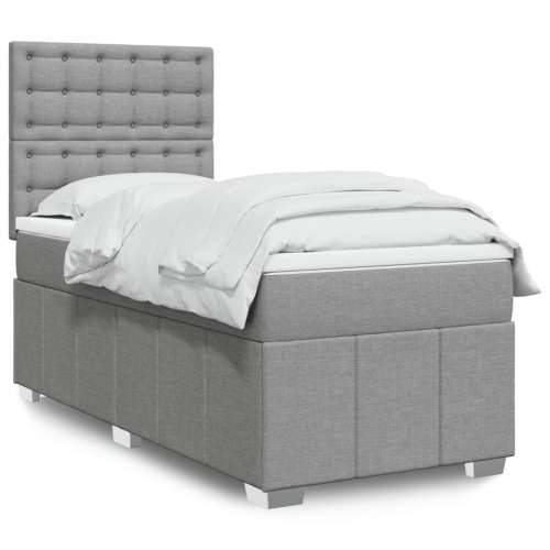 Box spring krevet s madracem svjetlosivi 90x190 cm od tkanine - Svjetlosiva 90 x 190 cm gumbi Cijena