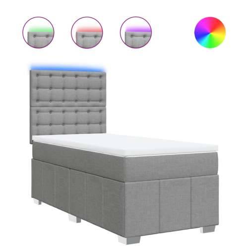 Box spring krevet s madracem svjetlosivi 90x190 cm od tkanine - Svjetlosiva 90 x 190 cm gumbi Cijena