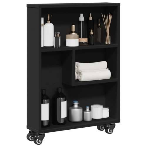 Uska kolica za pohranu crna 48x13x68 cm od konstruiranog drva Crna 1 Cijena