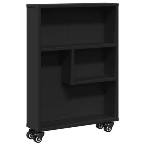 Uska kolica za pohranu crna 48x13x68 cm od konstruiranog drva Crna 1 Cijena