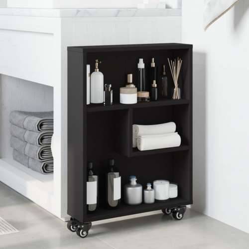 Uska kolica za pohranu crna 48x13x68 cm od konstruiranog drva Crna 1 Cijena