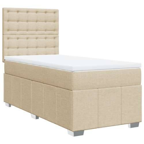 Krevet s oprugama i madracem krem 90 x 190 cm od tkanine - Krema 90 x 190 cm gumbi Cijena
