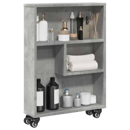 Uska kolica za pohranu boja betona 48x13x68cm konstruirano drvo - Beton siva 1 Cijena