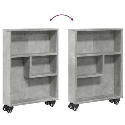Uska kolica za pohranu boja betona 48x13x68cm konstruirano drvo - Beton siva 1 Cijena