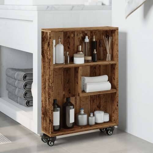 Uska kolica za pohranu boja drva 48x13x68 cm konstruirano drvo - Staro drvo 1 Cijena