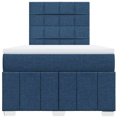 Krevet s oprugama i madracem plavi 120 x 190 cm od tkanine - Plava 120 x 190 cm Blok s kvadratima Cijena