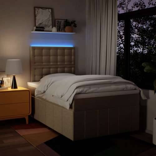 Krevet box spring s madracem krem 120 x 190 cm od tkanine - Krema 120 x 190 cm gumbi Cijena