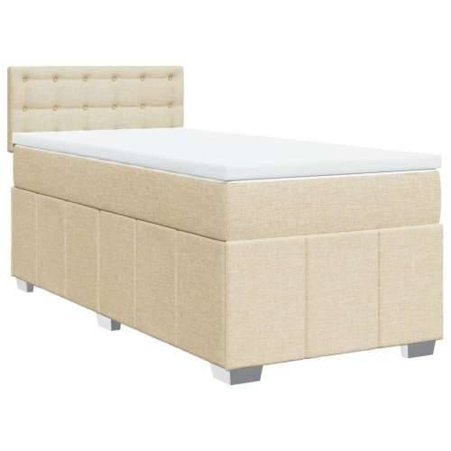 Okvir kreveta s oprugama i madrac krem 80x200 cm od tkanine - Krema 80 x 200 cm gumbi Cijena