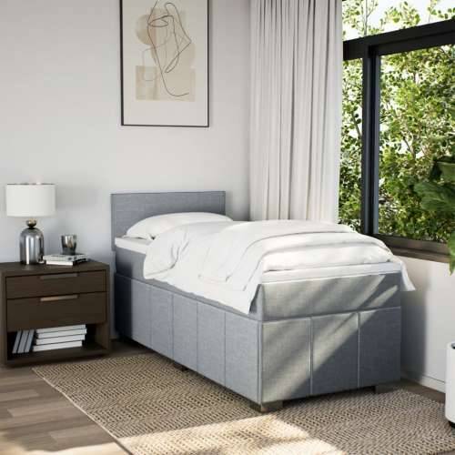 Box spring krevet s madracem svjetlosivi 90x190 cm od tkanine - Svjetlosiva 90 x 190 cm Gladak dizajn Cijena