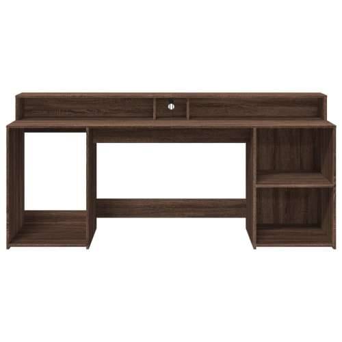 Radni stol s LED svjetlima smeđa boja hrasta 200x55x91cm drveni - Smeđi hrast 200 x 55 x 91 cm Cijena