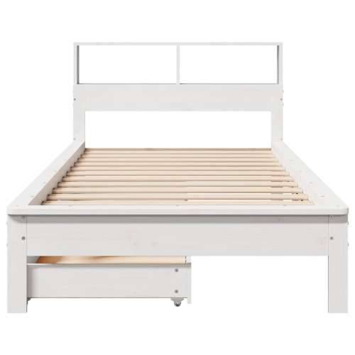 Krevet s regalom za knjige bez madraca bijeli 90x190cm borovina - Bijela 90 x 190 cm Cijena
