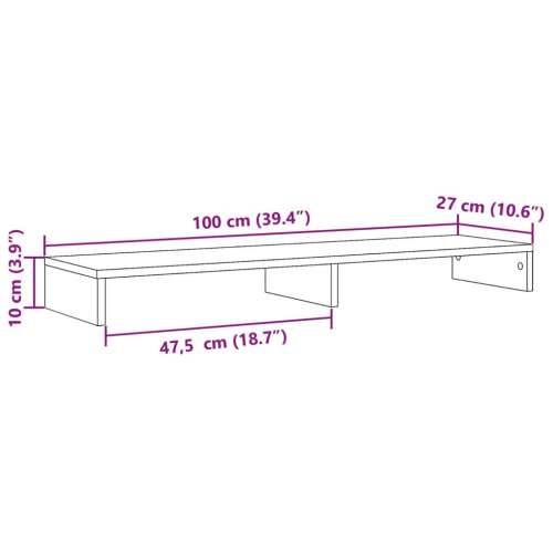 Stalak za monitor crni 100 x 27 x 10 cm od konstruiranog drva - Crna 100 x 27 x 10 cm Cijena