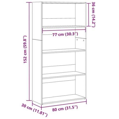 Regal za knjige bijeli 80x30x152 cm konstruirano drvo - Bijela 1 152 cm 80 cm Cijena
