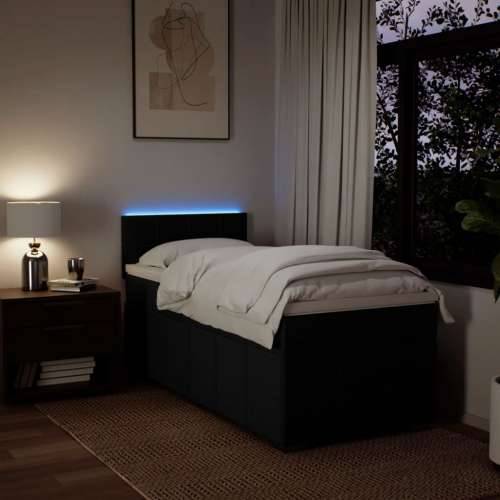 Box spring krevet s madracem crni 90x190 cm od tkanine - Crna 90 x 190 cm Blok s kvadratima Cijena