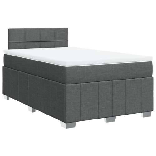 Krevet box spring s madracem tamnosivi 120 x 190 cm tkanina - Tamno siva 120 x 190 cm Blok s kvadratima Cijena