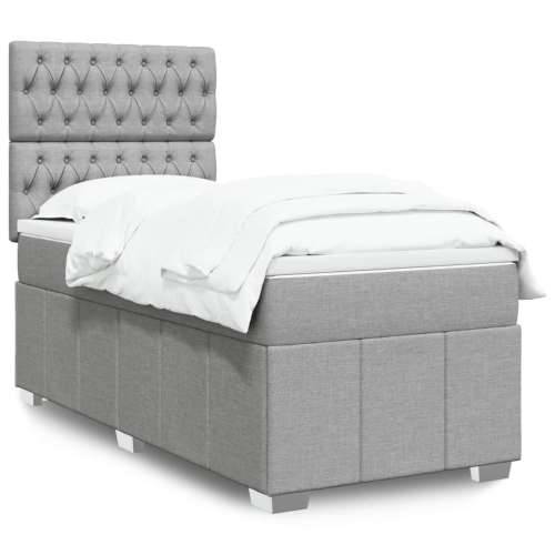 Box spring krevet s madracem svjetlosivi 90x190 cm od tkanine - Svjetlosiva 90 x 190 cm Dizajn s gumbima Cijena