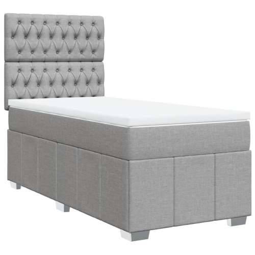 Box spring krevet s madracem svjetlosivi 90x190 cm od tkanine - Svjetlosiva 90 x 190 cm Dizajn s gumbima Cijena