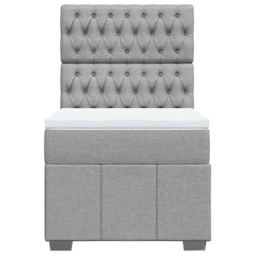 Box spring krevet s madracem svjetlosivi 90x190 cm od tkanine - Svjetlosiva 90 x 190 cm Dizajn s gumbima Cijena