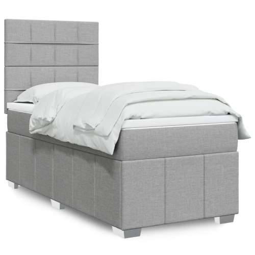 Okvir kreveta s oprugama i madrac svjetlosivi 80x200cm tkanina - Svjetlosiva 80 x 200 cm Blok s kvadratima Cijena