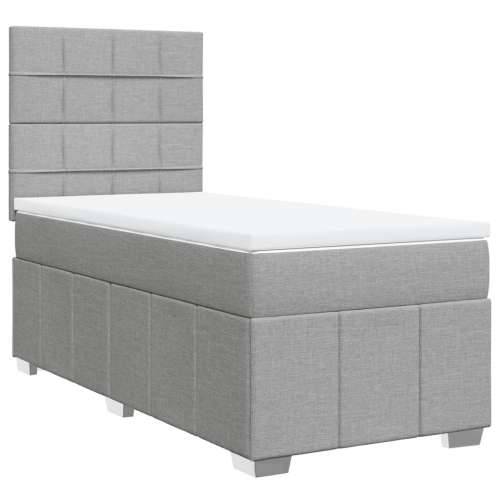 Okvir kreveta s oprugama i madrac svjetlosivi 80x200cm tkanina - Svjetlosiva 80 x 200 cm Blok s kvadratima Cijena