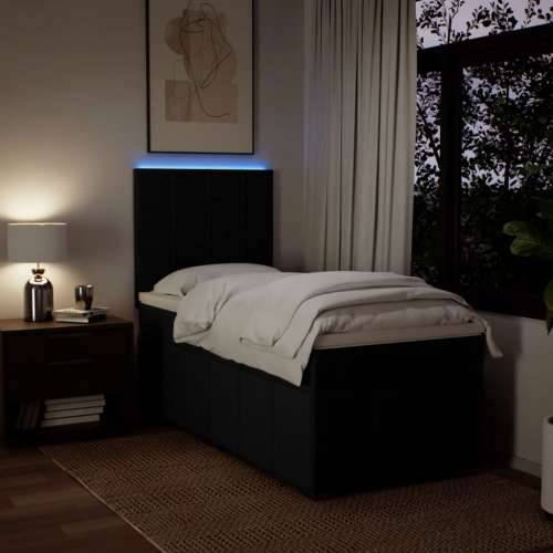 Box spring krevet s madracem crni 80 x 200 cm od tkanine - Crna 80 x 200 cm Blok s kvadratima Cijena