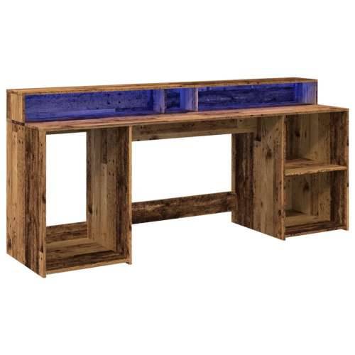 Radni stol s LED svjetlima boja starog drva 200x55x91 cm drveni - Staro drvo 200 x 55 x 91 cm Cijena