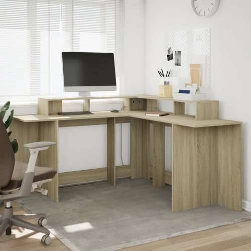 Radni stol s LED svjetlima 152x152x91 cm konstruirano drvo - sonoma hrast 152 x 152 x 91 cm Cijena