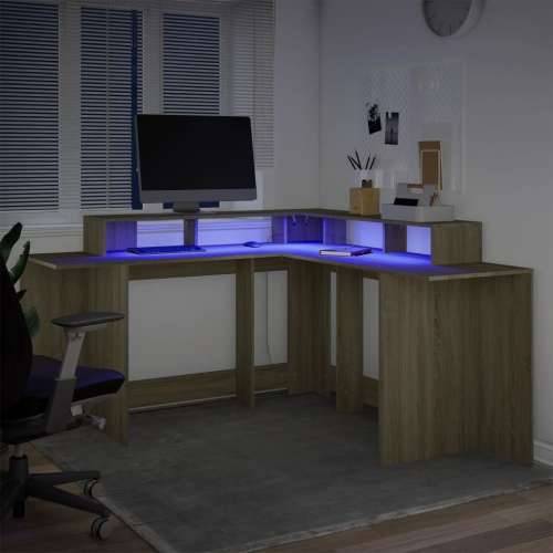 Radni stol s LED svjetlima 152x152x91 cm konstruirano drvo - sonoma hrast 152 x 152 x 91 cm Cijena
