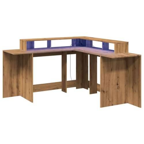 Radni stol s LED svjetlima boja hrasta 152x152x91 cm drveni - artisian oak 152 x 152 x 91 cm Cijena
