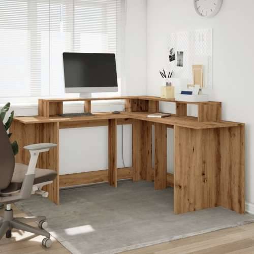 Radni stol s LED svjetlima boja hrasta 152x152x91 cm drveni - artisian oak 152 x 152 x 91 cm Cijena