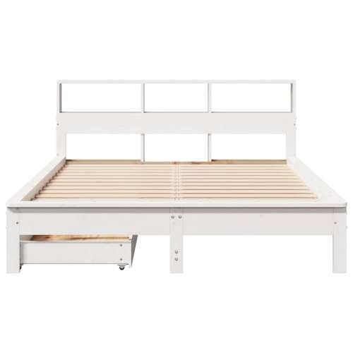 Krevet s regalom z knjige bez madraca bijeli 120x200cm borovina - Bijela 120 x 200 cm Cijena