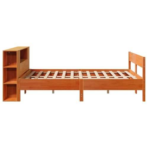 Krevet s regalom za knjige bez madraca 135 x 190 cm od borovine - Voštano smeđa 135 x 190 cm Cijena