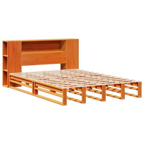 Krevet s regalom za knjige bez madraca 140x190 cm masivno drvo - Voštano smeđa 140 x 190 cm Cijena