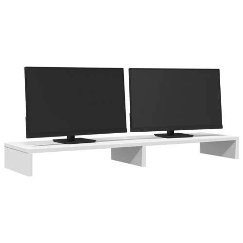 Stalak za monitor bijeli 100 x 27 x 10 cm od konstruiranog drva - Bijela 100 x 27 x 10 cm Cijena