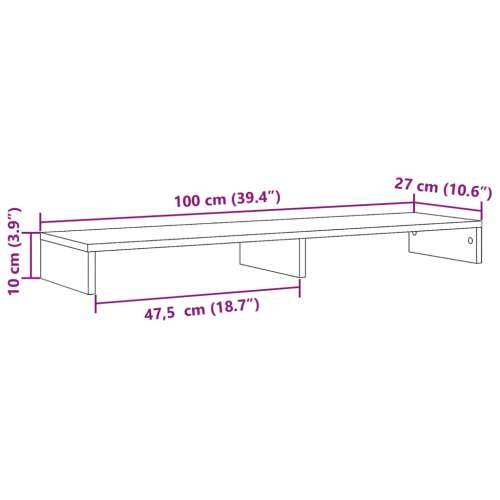 Stalak za monitor bijeli 100 x 27 x 10 cm od konstruiranog drva - Bijela 100 x 27 x 10 cm Cijena