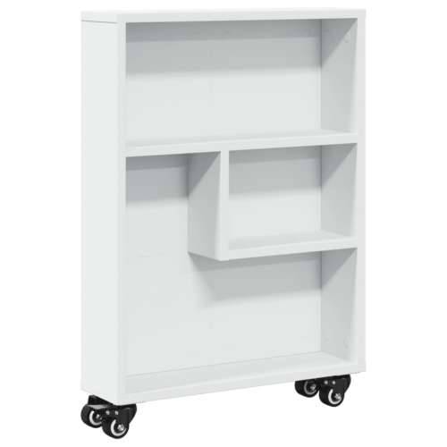 Uska kolica za pohranu bijela 48x13x68 cm od konstruiranog drva - Bijela 1 Cijena